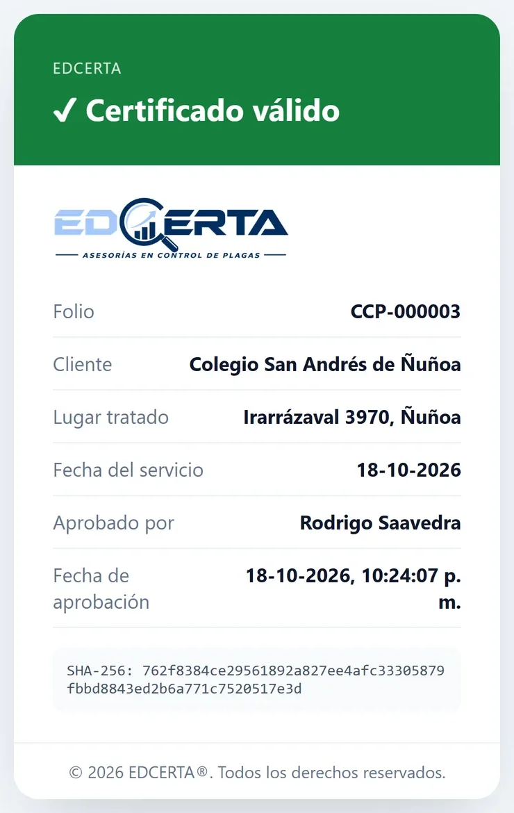 Verificación pública por QR: certificado válido